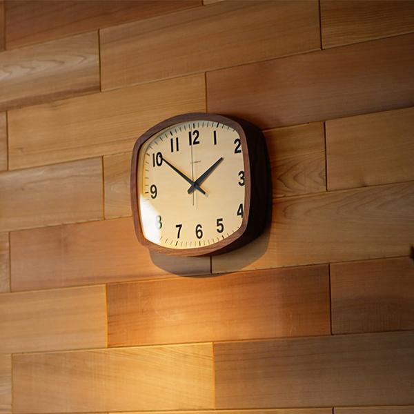 インターゼロ INTERZERO R-SQUARE CLOCK 電波時計 時計 掛け時計 木製