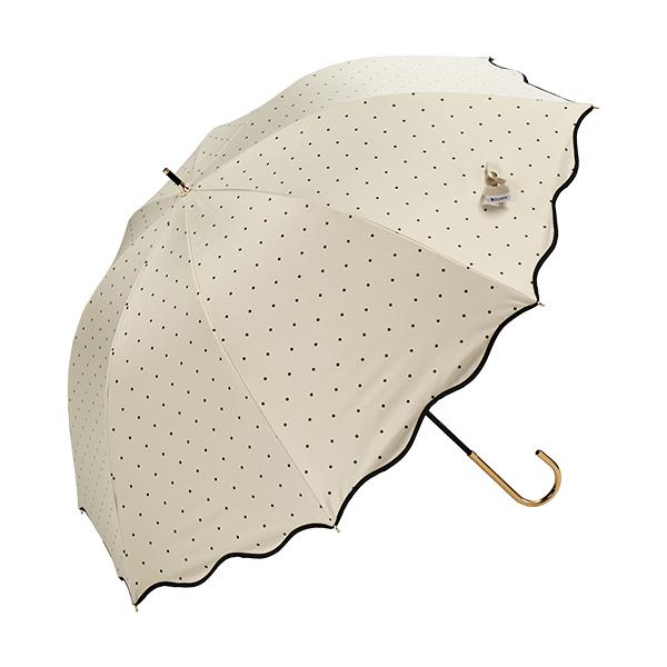 KIZAWA 長傘 55cm ショート丈 深張りドットプリント日傘 雨傘 晴雨兼用