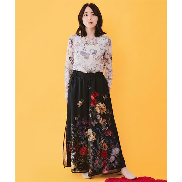 ScoLar（スカラー） 連休中も休まず配送 花柄シフォン×花柄生地 3D風