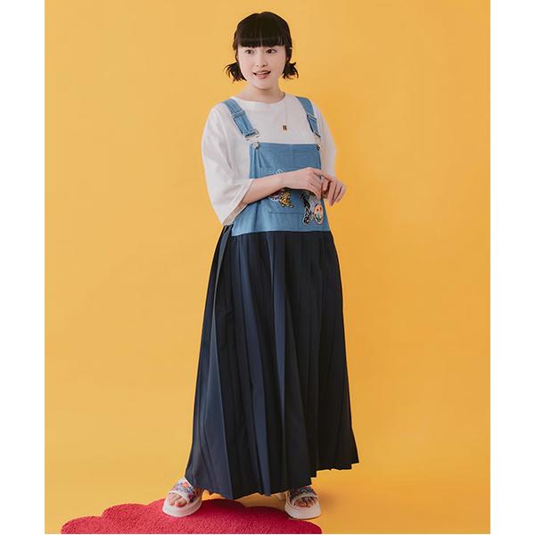 ScoLar（スカラー） ScoLar 162653 アメリカン風刺繍 デニム×プリーツ