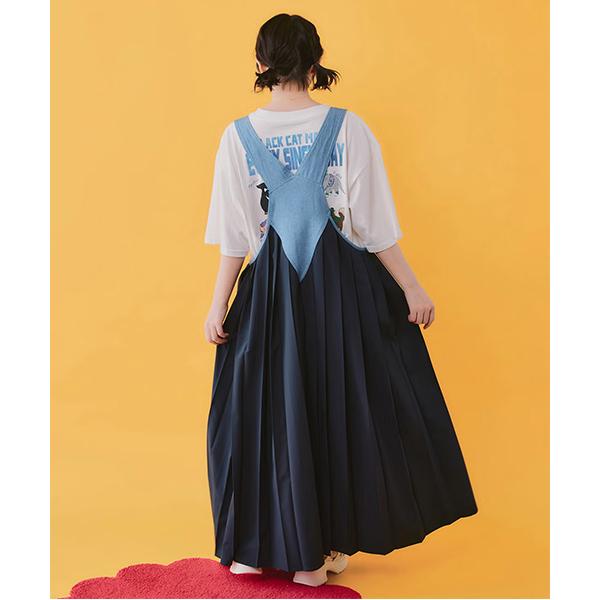 ScoLar（スカラー） ScoLar 162653 アメリカン風刺繍 デニム×プリーツ