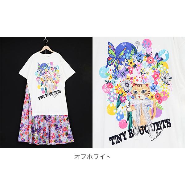ScoLar（スカラー） ScoLar 162670 ネコ花 花柄切替ワンピース レース