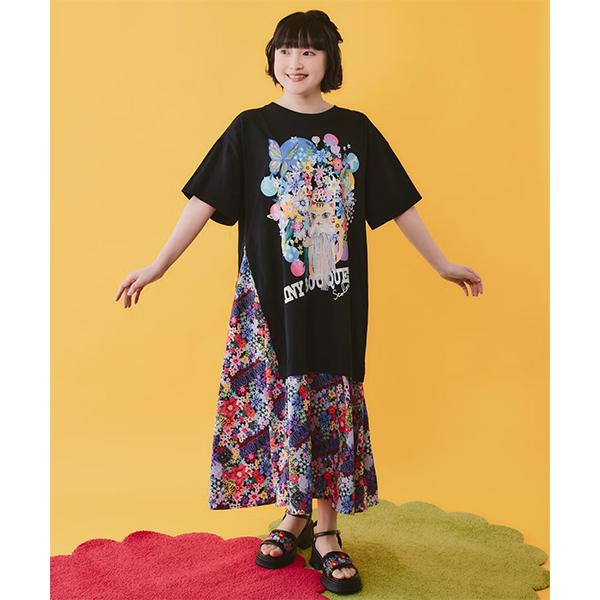 ScoLar（スカラー） ScoLar 162670 ネコ花 花柄切替ワンピース レース