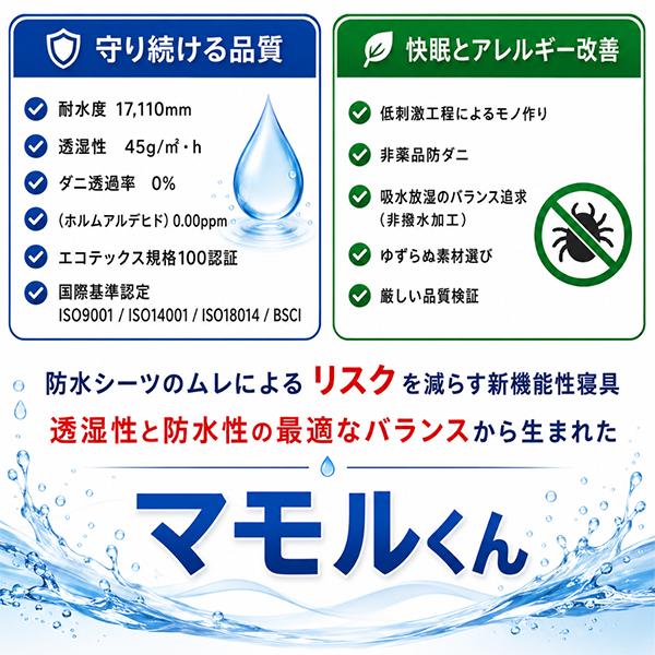 アレルギー対策 防水ボックスシーツ 2枚組 シングルロング ベッド
