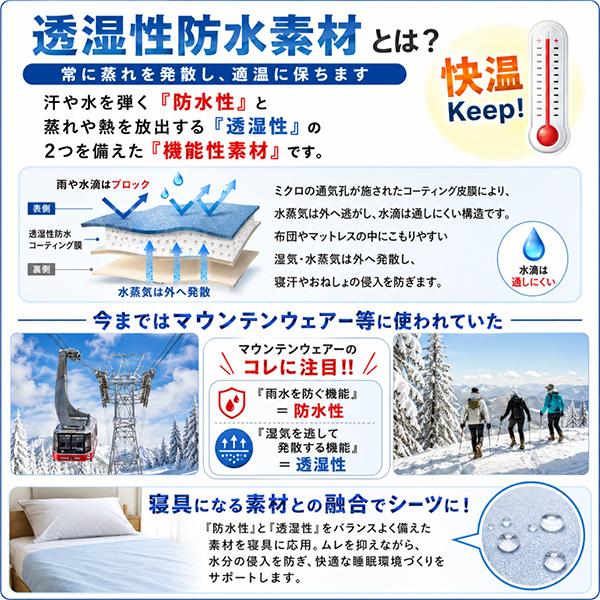 アレルギー対策 防水ボックスシーツ 2枚組 シングルロング ベッド