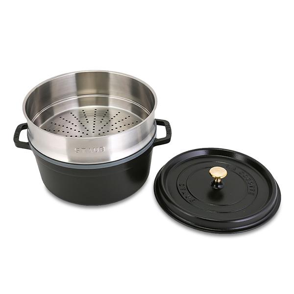 Staub ストウブ 鍋 26cm ココットラウンド / スチーマーセット Staub ストウブ 鍋 26cm ココットラウンド / スチーマーセット