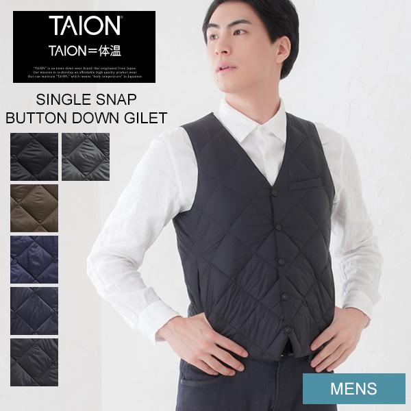 値下げ・Mサイズ／シティ シングル ダウンジレ TAION（タイオン） シティ シングル ダウンジレ メンズ ダウンベスト