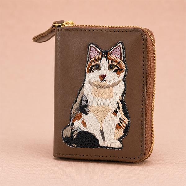 tamao タマオ アコーディオンミニ財布 Meow 刺繍 ねこ財布 カード収納