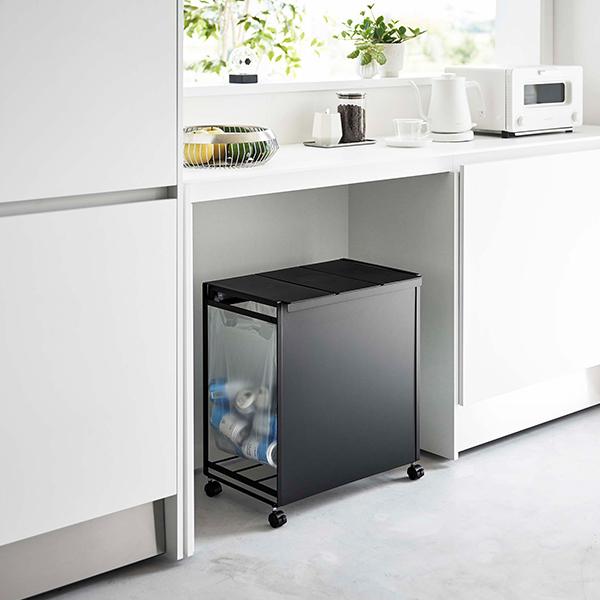 山崎実業 在庫限り Tower タワー 蓋付き目隠し分別ダストワゴン 3分別