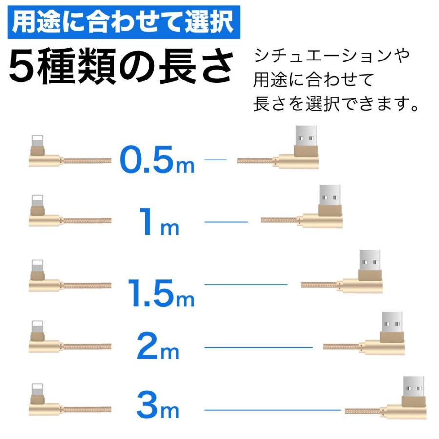 iPhone ケーブル 急速 充電 ライトニング L字 L型 L字型USB type-A タイプA 充電ケーブル 編み込み 急速充電 0.5m 1m 1.5m 2m 3m 50cm コード 断線防止 y-s｜gm-channel｜11