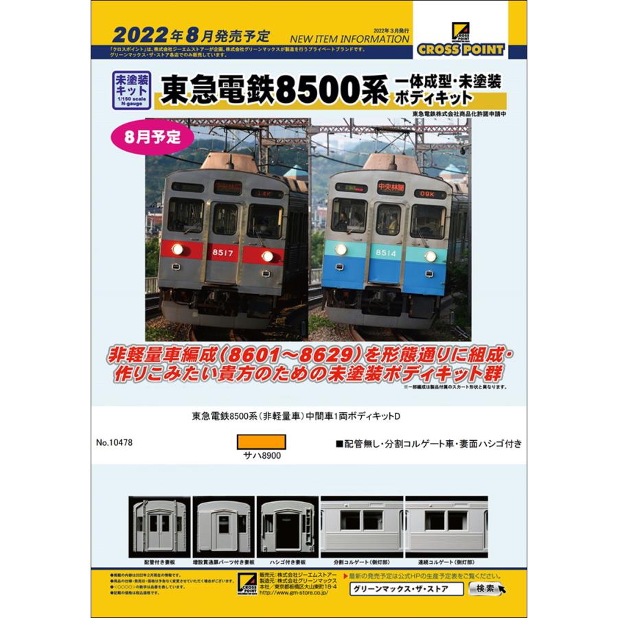 クロスポイント 10478 東急電鉄8500系（非軽量車）中間車1両ボディ