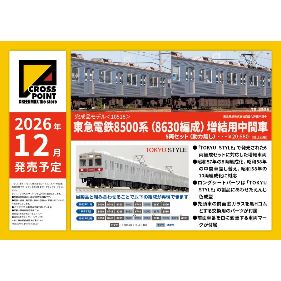 クロスポイント 10518 東急電鉄8500系（8630編成）増結用中間車5両
