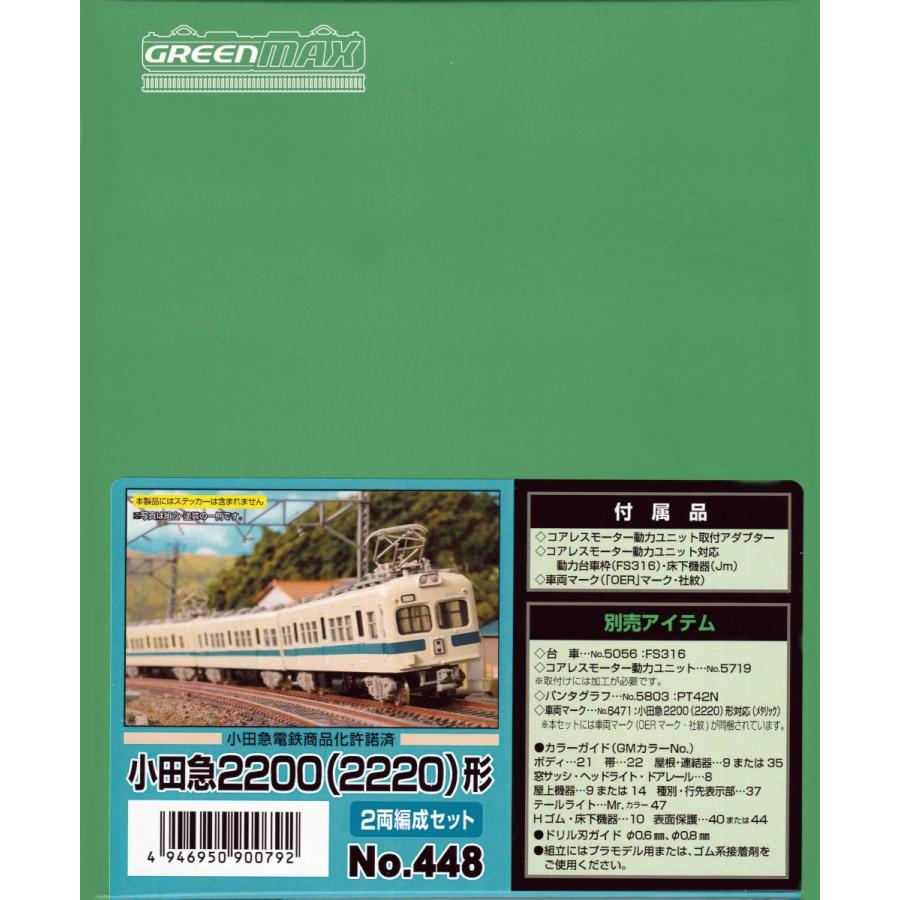 東京堂モデルカンパニー Nゲージ 小田急2220形 晩年形 2両車体キット グリーンマックス 448 小田急2200(2220)形 2両編成セット（未