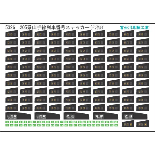 富士川車輛工業 205系山手線列車番号(デジタル) : グリーン