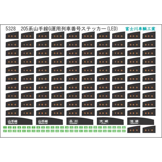 富士川車輛工業 205系山手線G運用列車番号(LED) : グリーン