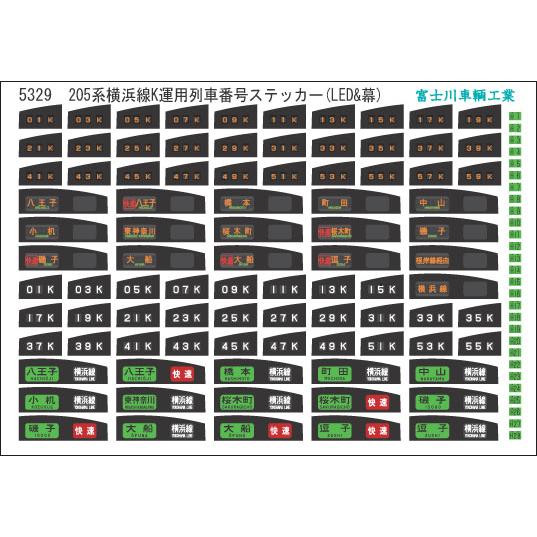 富士川車輛工業 205系横浜線K運用列車番号(LED・幕) : グリーン
