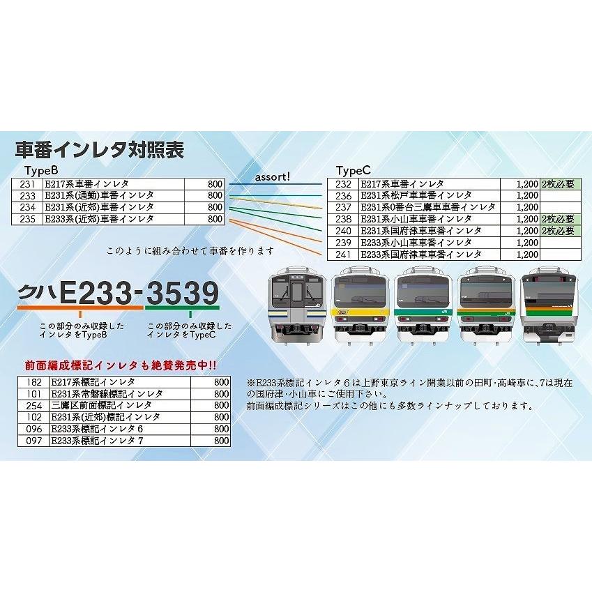 世田谷総合車両センター E217系車番インレタ(TypeB・形式部分