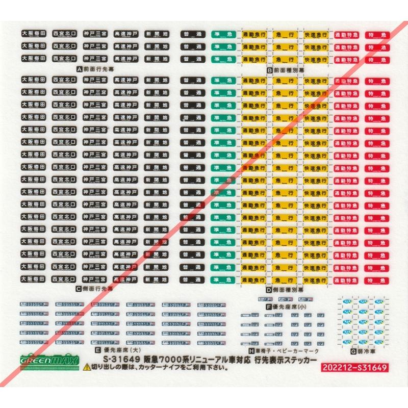 グリーンマックス S-31649 阪急7000系リニューアル車対応 行先 グリーンマックス S-31649 阪急7000系リニューアル車対応 行先