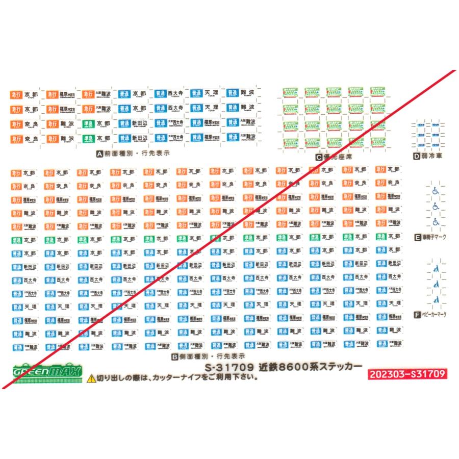 グリーンマックス S-31709 近鉄8600系ステッカー 1枚入