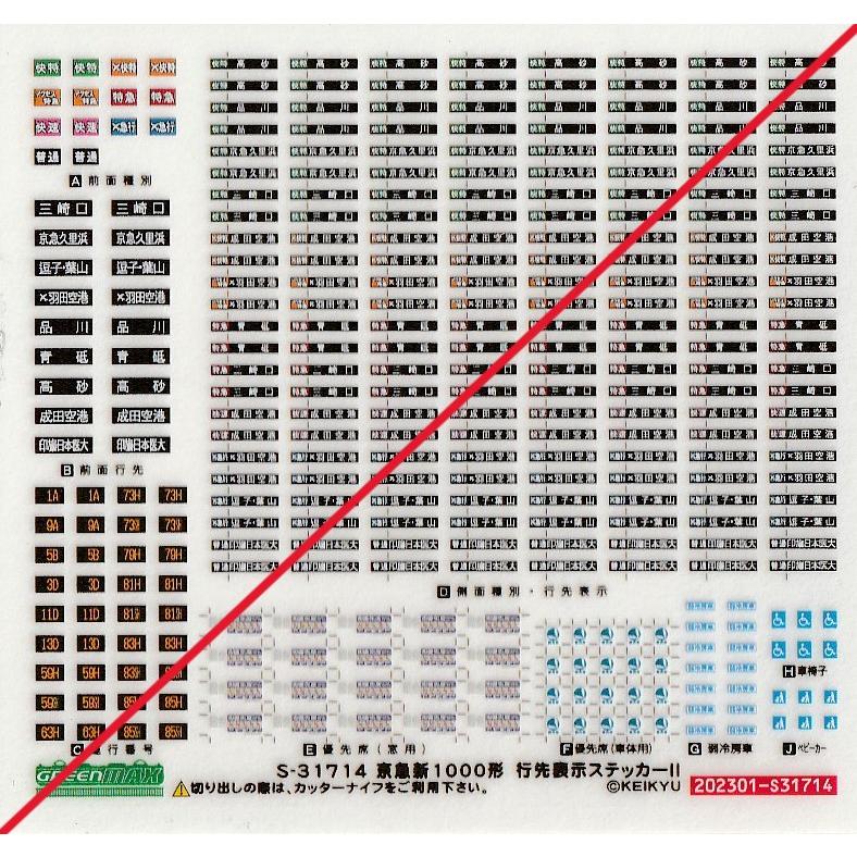グリーンマックス S-31714 京急新1000形 行先表示ステッカーII 1