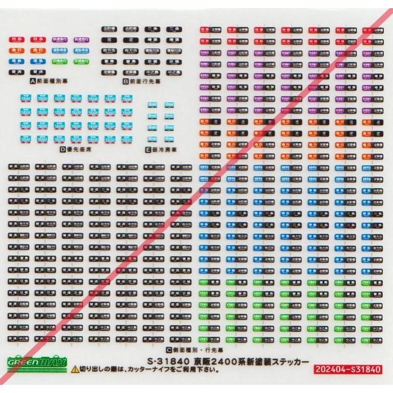 グリーンマックス S-31840 京阪2400系新塗装ステッカー : グリーン