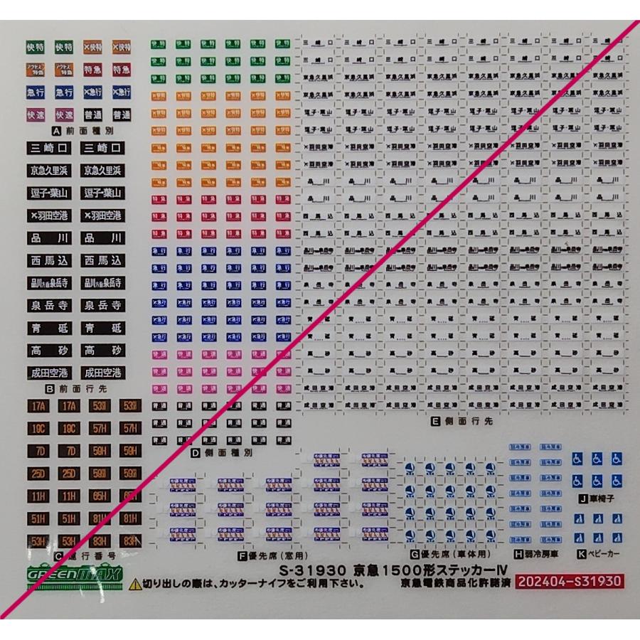 グリーンマックス S-31930 京急1500形ステッカーIV 1枚入り : グリーン