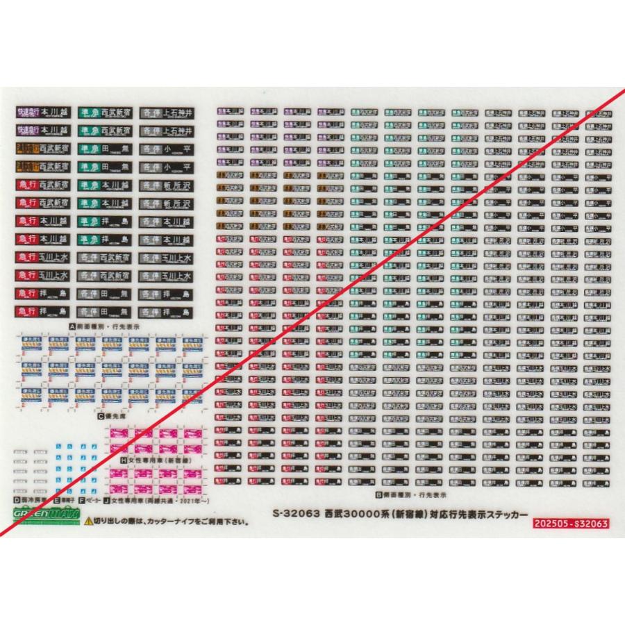 グリーンマックス S-32063 西武30000系（新宿線）対応行先表示