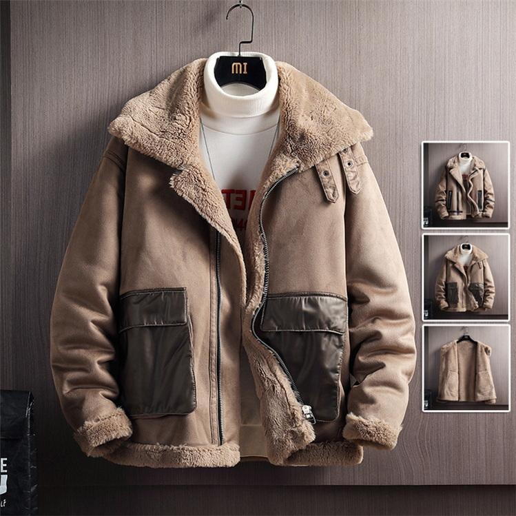 フリースジャケット ムートンジャケット メンズ 裏起毛 ボアジャケット ジャケット 厚手 おしゃれ 防寒 暖かい 秋冬服 ムートンコート サイズ Xl