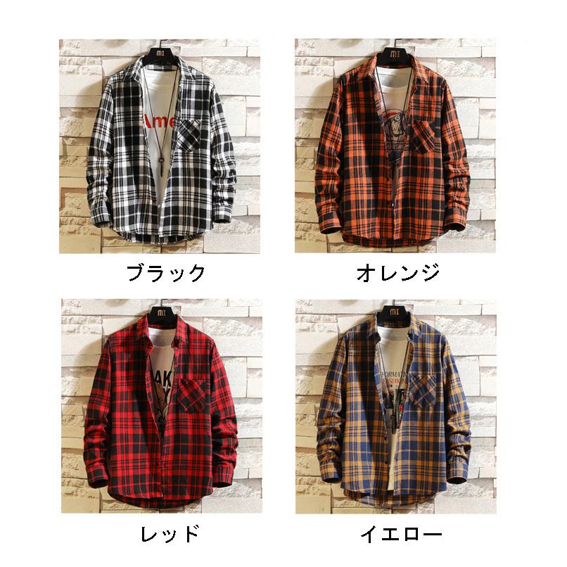長袖シャツ メンズ チェック柄 ネルシャツ 格子柄 シャツ 大きいサイズ カジュアル レッド オレンジ ブラック イエロー 前開き トップス 5nmlsh Gm5 通販 Yahoo ショッピング