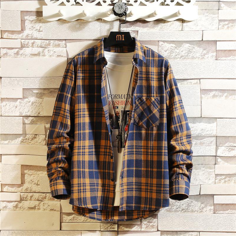 長袖シャツ メンズ チェック柄 ネルシャツ 格子柄 シャツ 大きいサイズ カジュアル レッド オレンジ ブラック イエロー 前開き トップス 5nmlsh Gm5 通販 Yahoo ショッピング