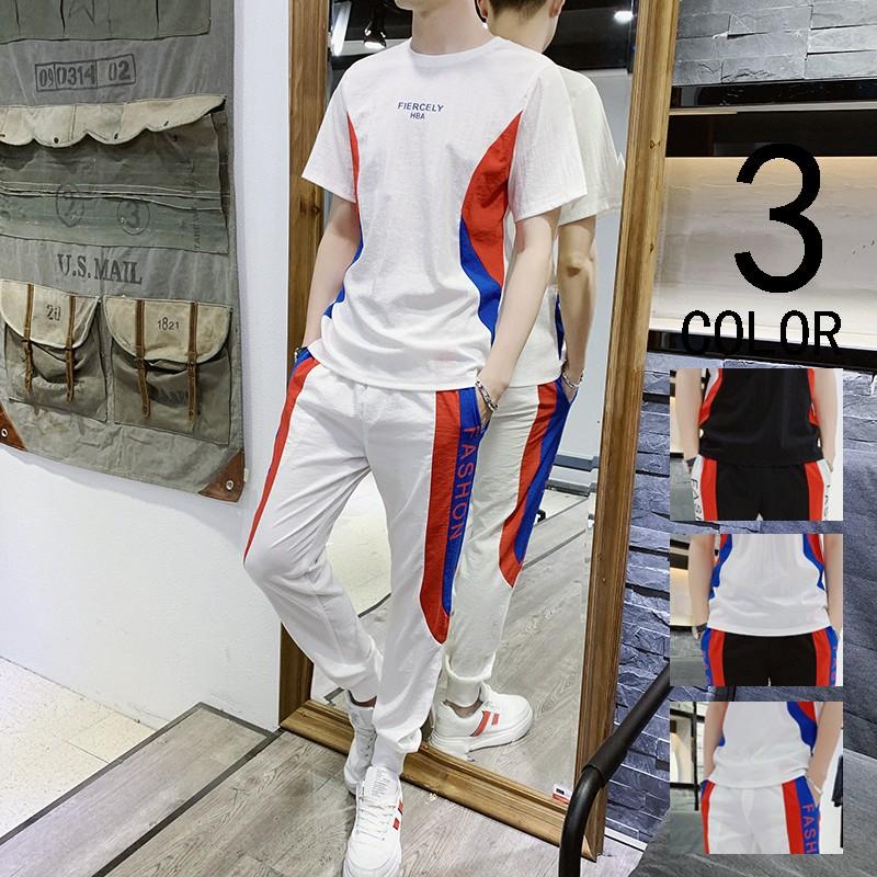 スポーツウエア メンズ 夏 上下 セット メンズ 半袖 9分丈パンツ 薄手 ブルーオーバ セットアップ 2点セット 涼しい 運動会 部屋着 Gm5644 Gm5 通販 Yahoo ショッピング