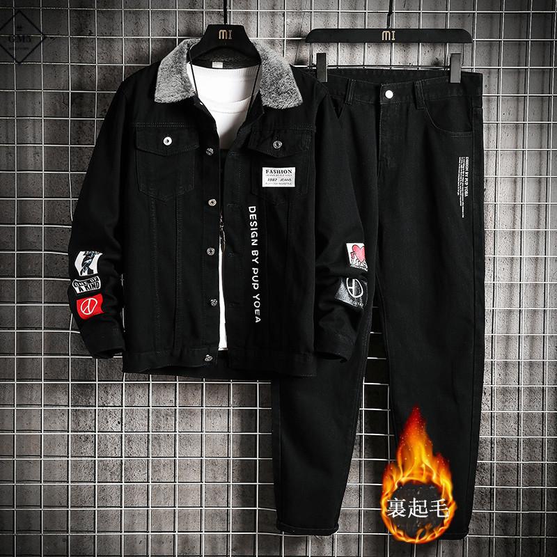 デニム上下セット 裏起毛 メンズ オシャレ 暖かい 裏起毛上下セット 襟付き 防寒 Gジャン ランキングウエア 部屋着 ボア ムートン 日本の職人技