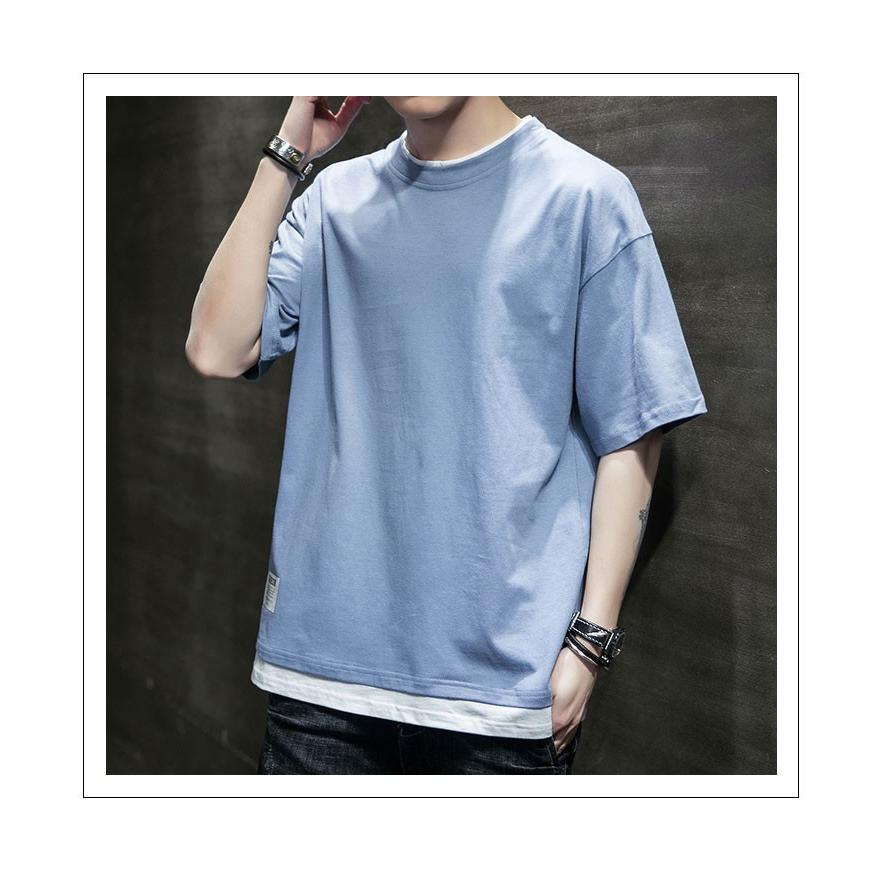 Tシャツ メンズ Tシャツ 半袖 丸首 半袖tシャツ 重ね着風 夏tシャツ メンズtシャツ ゆったり カジュアル おしゃれ トップス 夏物 新作 Wk091 Gm5 通販 Yahoo ショッピング