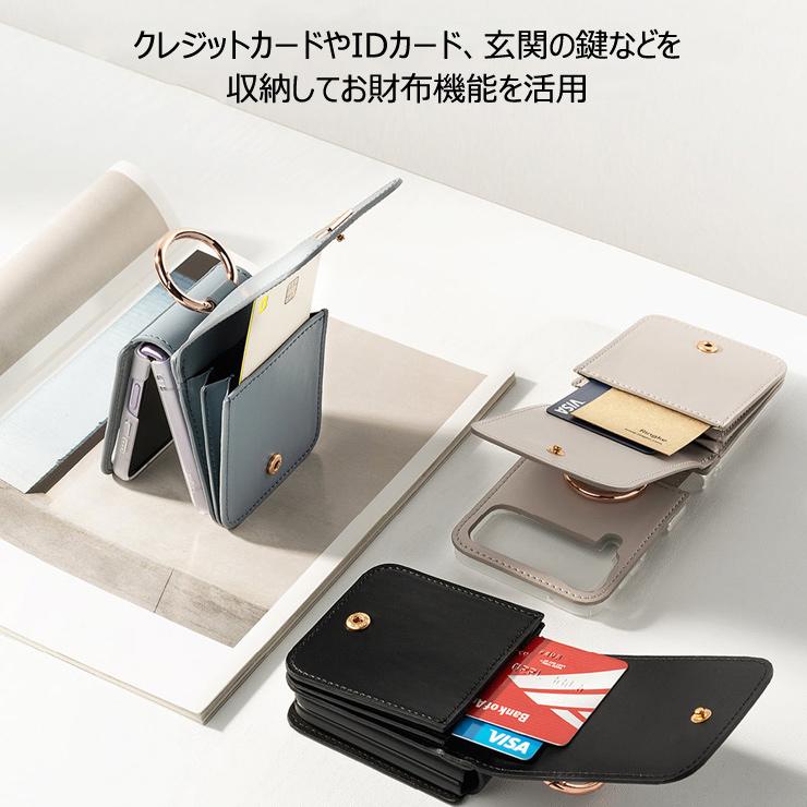 Galaxy Z Flip4ケース ショルダー ストラップ 付き 財布 カード収納 galaxy z flip4 5G SC-54C SCG17 ケース おしゃれ かっこいい Folio Signature Card Pocket｜gmadejunfacjapan｜04