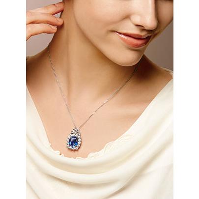 華麗なるクイーンズ・サファイア宝飾ペンダント 公式 再結晶 ブルー