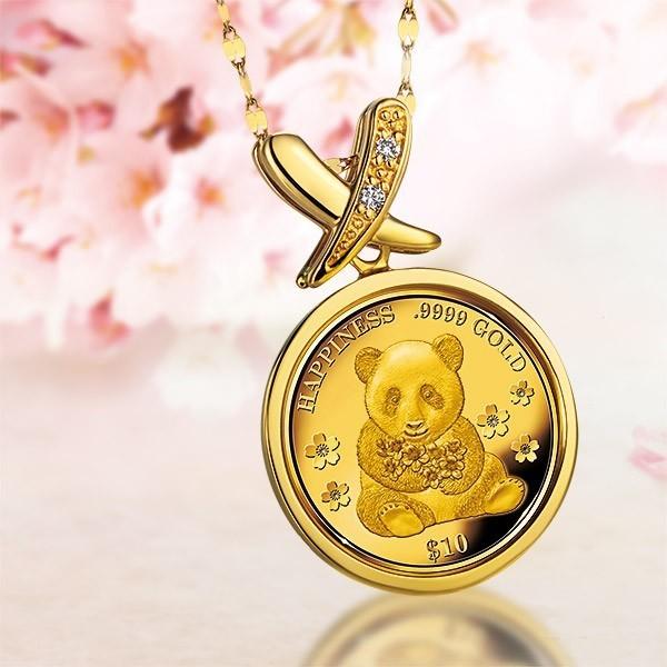 しあわせのパンダ金貨 純金コインペンダント ネックレス ジュエリー レディース 18金 ゴールド ダイヤモンド 数量限定 インペリアルエンタープライズ