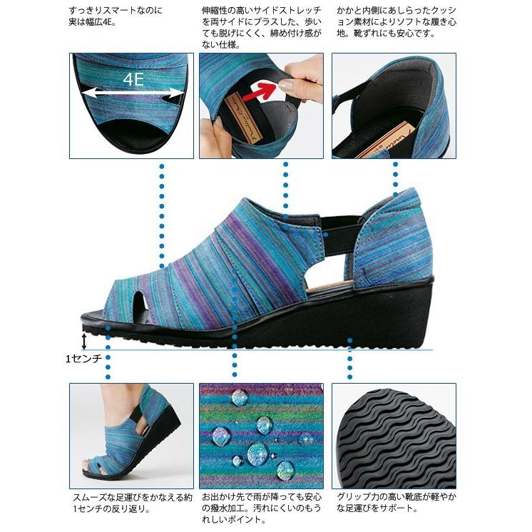 コートダジュールの青 足にやさしい美脚サンダル レディース