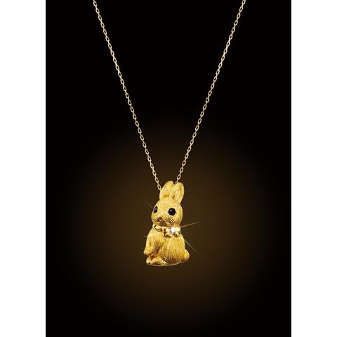 純金のうさぎ>ダイヤモンド入り 24金製 宝飾ペンダント 24K 純金のうさぎ>ダイヤモンド入り 24金製 宝飾ペンダント 24K