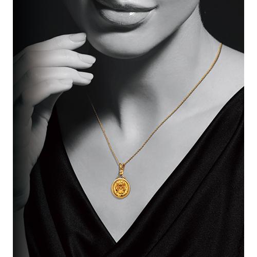 しあわせのShip's Cat金貨＞純金コインの宝飾ペンダント 24金