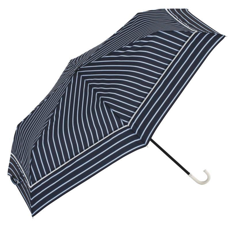 because ビコーズ ダブルストライプ ミニ ネイビー 紺色 縞模様 傘  