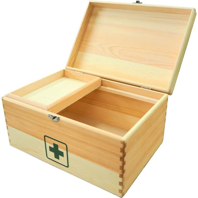 リーダー 木製救急箱 Lサイズ 衛生材料セット 救急セット 薬ボックス