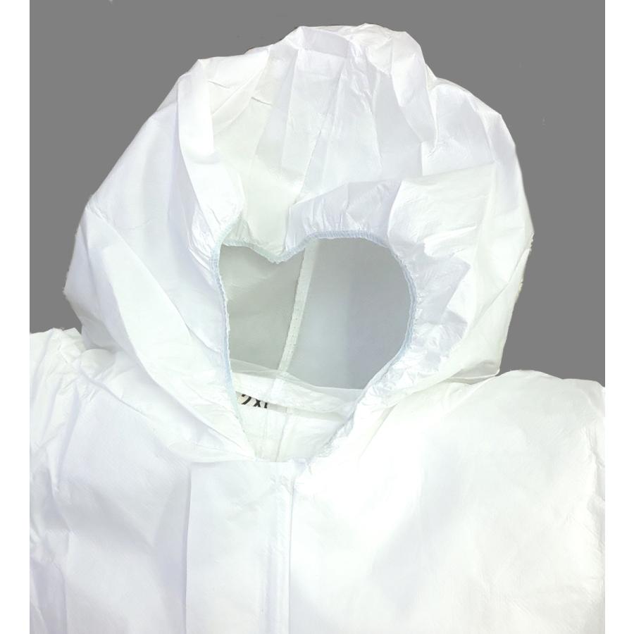 【まとめ買い】　SMS防護服　10着セット　フリーサイズ（2XL）　フード有　フロントジッパー　SMS不織布100％ |  | 02