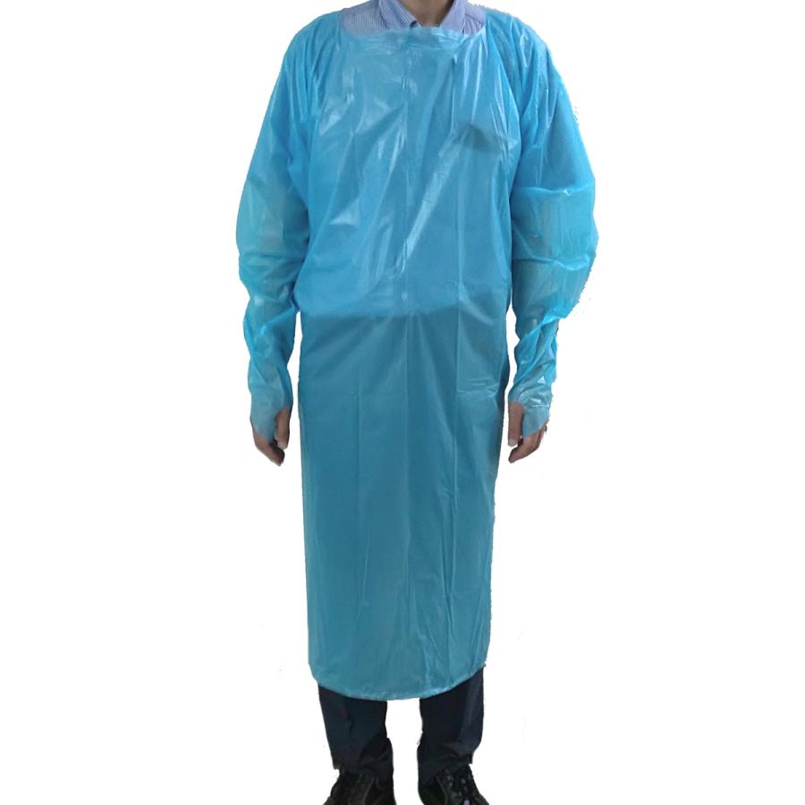【まとめ買い】CPE アイソレーションガウン 50枚(5枚×10パック)　ビニールガウン プラスチックガウン 使い捨てガウン |  | 01