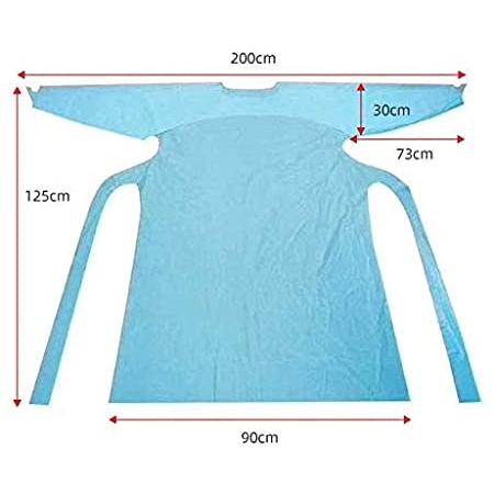 【まとめ買い】CPE アイソレーションガウン 50枚(5枚×10パック)　ビニールガウン プラスチックガウン 使い捨てガウン |  | 03