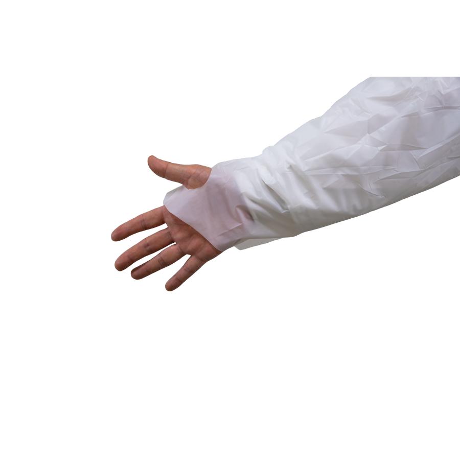 【まとめ買い】CPE アイソレーションガウン 白　50枚　（5枚×10パック）　 ビニールガウン　プラスチックガウン　使い捨て　 |  | 09
