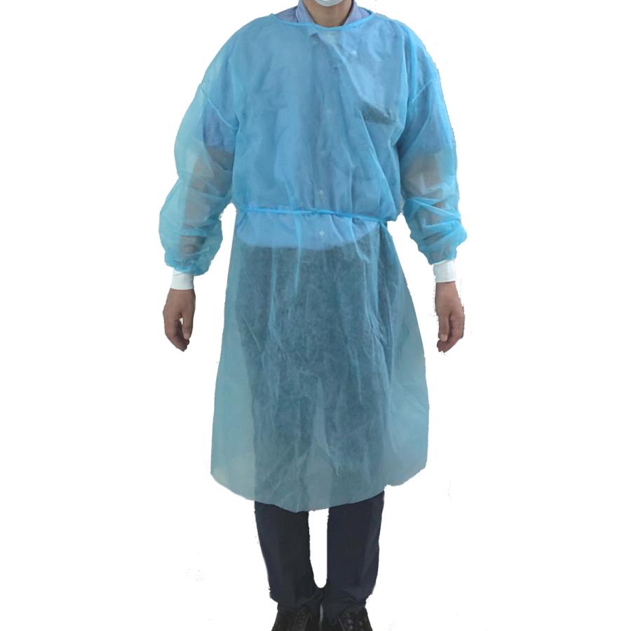 【まとめ買い】PP アイソレーションガウン 100枚　ケース売り　不織布ガウン　袖口ニット付き　使い捨て　介護用　医療用 |  | 01