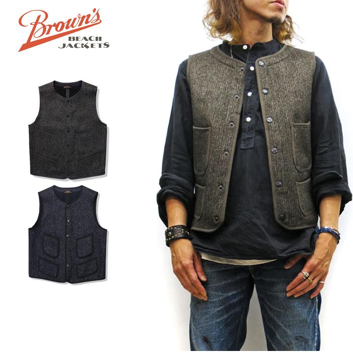 ブラウンズビーチベスト　42 ごま塩 BROWN'S BEACH JACKET EARLY VEST [ BBJ-001 ] ブラウンズビーチ