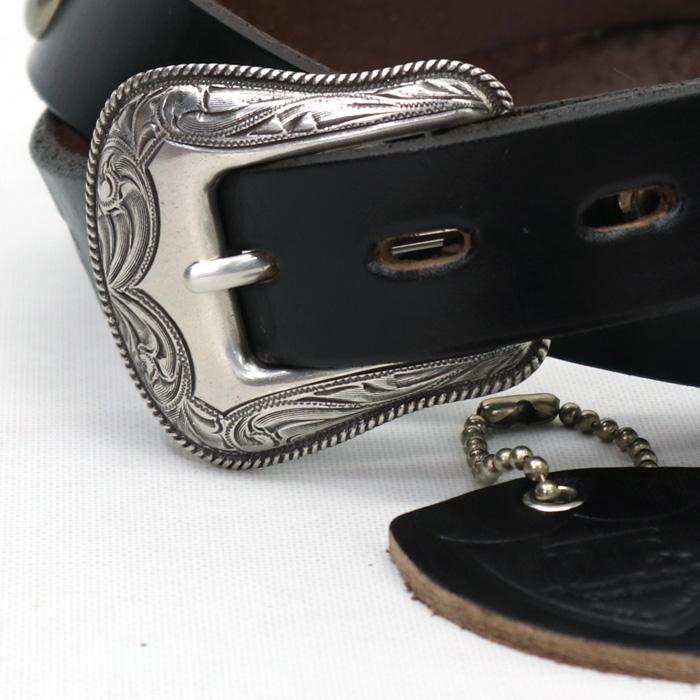 HTC HTC USA 793-4971010 WESTERN ROUND STUDS 60 BELT ブラックレザー