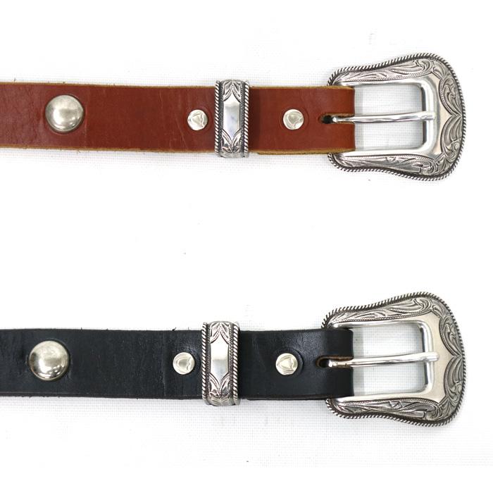 HTC HTC USA 793-4971010 WESTERN ROUND STUDS 60 BELT ブラックレザー