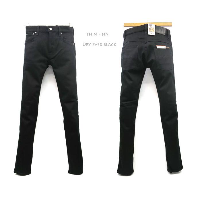 NUDIE JEANS THIN FINN DRY EVER BLACK ヌーディージーンズ シンフィン ［ドライエバーブラック］ オールブラック  デニム ストレッチ THINFINN